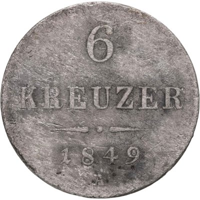 купить Австрия 6 крейцеров (kreuzer) 1849, знак монетного двора "A" - Вена