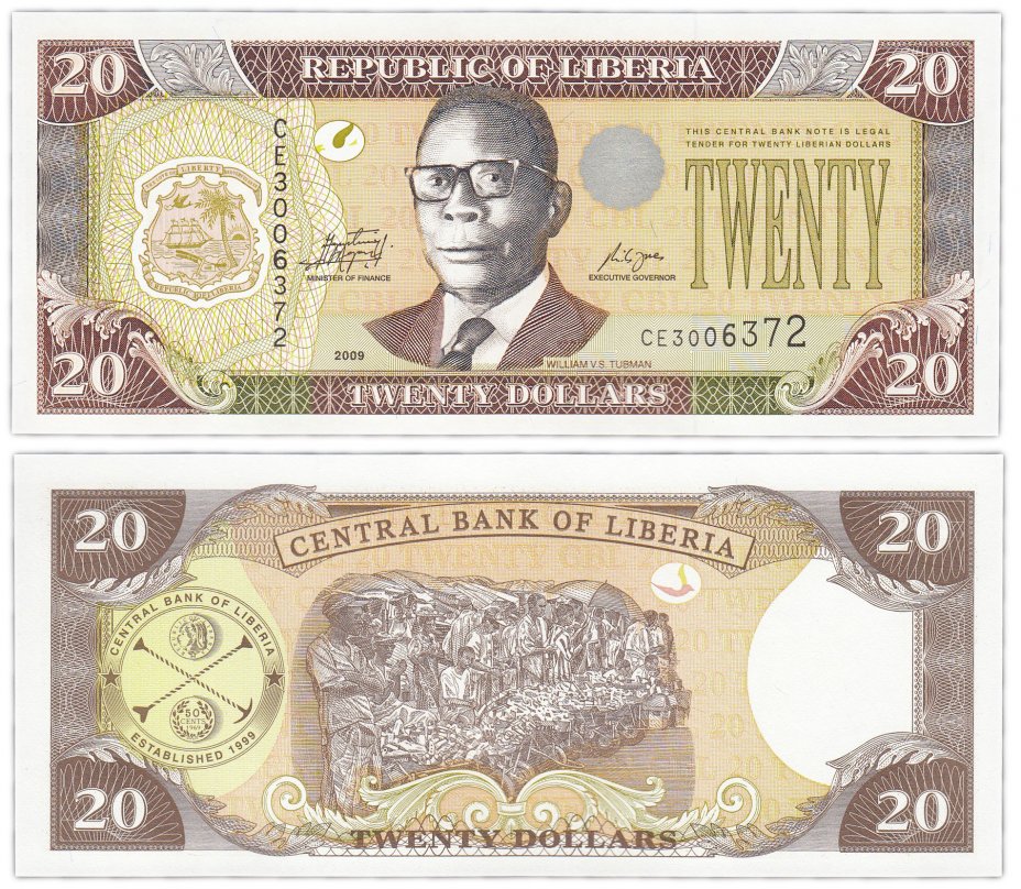 купить Либерия 20 долларов 2009 год Pick 28e