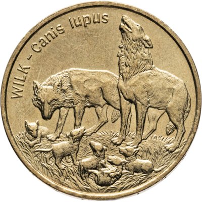 купить Польша 2 злотых (zlote) 1999 "Всемирная природа - Волк"