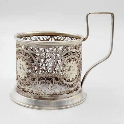 купить Подстаканник ажурный «Груши», мельхиор (медь-никель), скань, Мстерский завод художественных изделий «Ювелир», СССР, 1950-1970 гг.