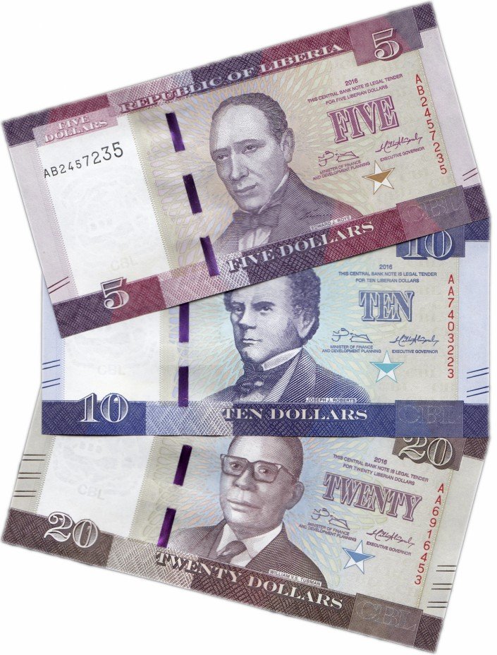 купить Набор банкнот Либерии 2016 (3 штуки)
