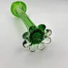 Купить Ваза зеленого оттенка с белыми брызгами, с основанием в виде цветка, стекло, Европа, 1950-1970 гг.