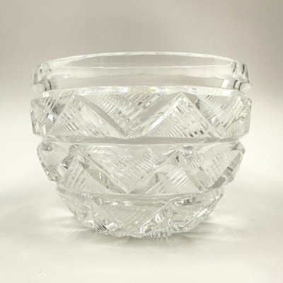 купить Вазочка для конфет с геометрическим декором, хрусталь, алмазная грань, Завод «Красный Гигант», хрусталь, алмазная грань, Завод «Красный Гигант», СССР, 1970-1990 гг.