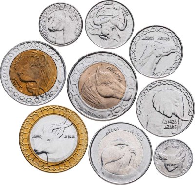 купить Алжир набор из 9-ти монет 1992-2015 "Животные Фауна"