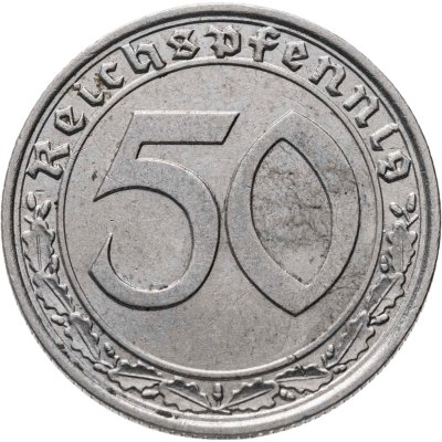 купить Германия, Третий рейх 50 рейхспфеннигов (reichspfennig) 1939, знак монетного двора "А"
