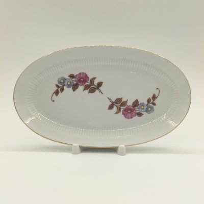 купить Сервировочное блюдо овальной формы с цветочным декором, фарфор, деколь, золочение, Colditz (Кольдиц), ГДР, 1960-1990 гг.