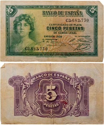 купить Испания 5 песет 1935