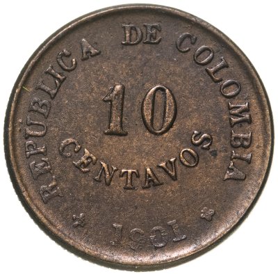 купить Колумбия 10 сентаво (centavos) 1901 "Лепрозорий"