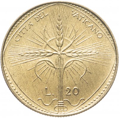 купить Ватикан 20 лир 1968