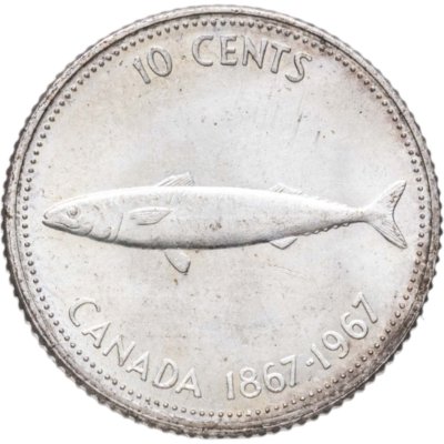 Купить Канада 10 центов (cents) 1967  100 лет Конфедерации Канада