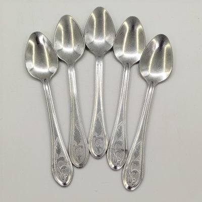 купить Набор из 5-ти чайных ложек с растительным декором, Демидовский алюминиевый завод, алюминий, СССР, 1960-1990 гг.
