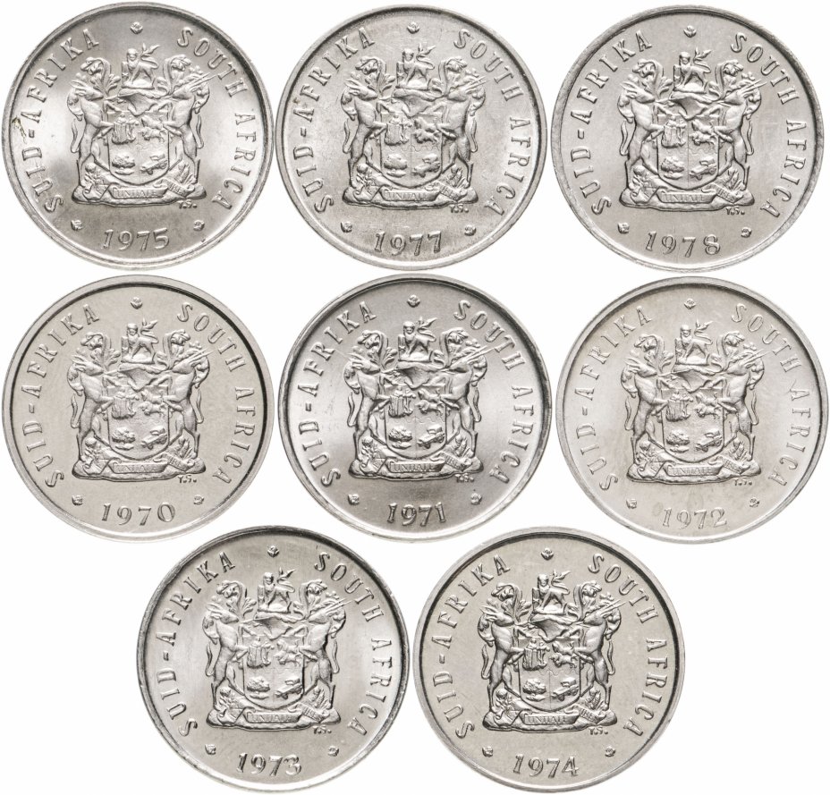 купить ЮАР набор из 8 монет 5 центов (cent) 1970-1978