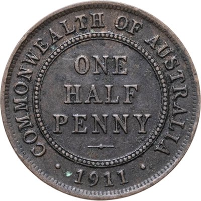 купить Австралия 1/2 пенни (penny) 1911
