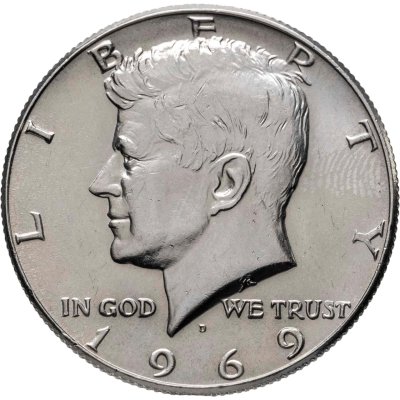 купить США 50 центов (1/2 доллара, half dollar) 1969 D Kennedy Half Dollar (Кеннеди) знак монетного двора "D" - Денвер