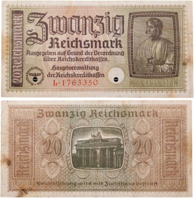 купить Германия, Третий Рейх 20 марок 1940-1945