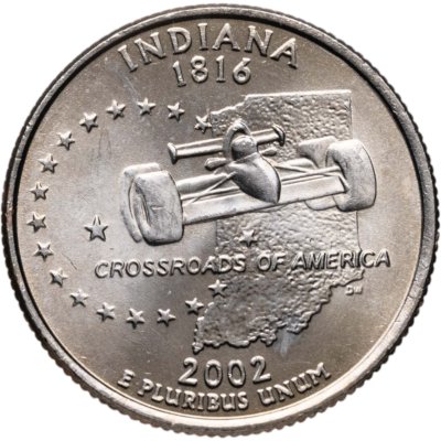 купить США 1/4 доллара (квотер, 25 центов) 2002 P "Штат Индиана"