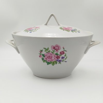 купить Супница с цветочным декором, фарфор, деколь, Дулевский фарфоровый завод (Дулёво), СССР, 1968-1991 гг.