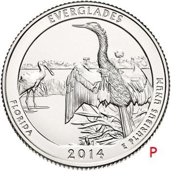 купить США 25 центов (квотер) 2014 P — Национальный парк Эверглейдс