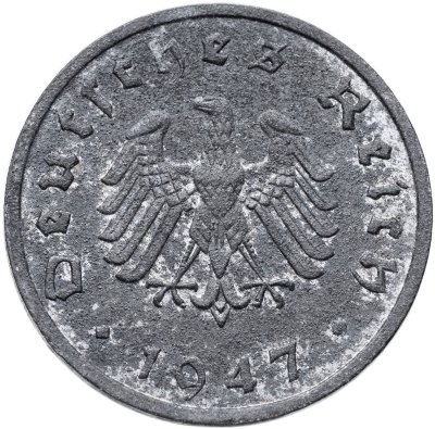купить Германия, послевоенная оккупация 10 рейхспфеннигов (reichspfennig) 1947, знак монетного двора: "F" - Штутгарт