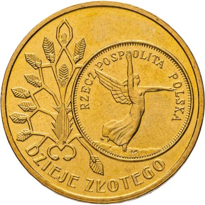 купить Польша 2 злотых 2007 "История польского злотого: Ника на 5 злотых 1928 года"