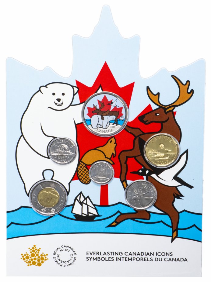 купить Канада 2019 официальный набор из 6 монет "Символы Канады" в буклете