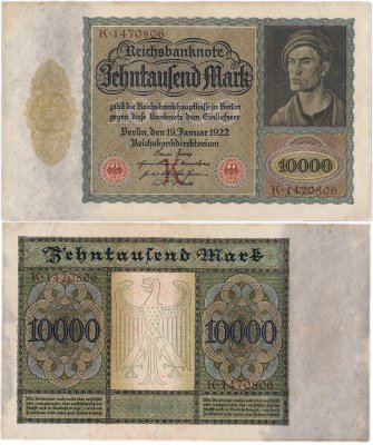 купить Германия 10000 марок 1922 год (Pick 70) Буква К