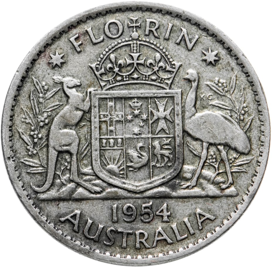 купить Австралия 1 флорин (2 шиллинга, shillings) 1954