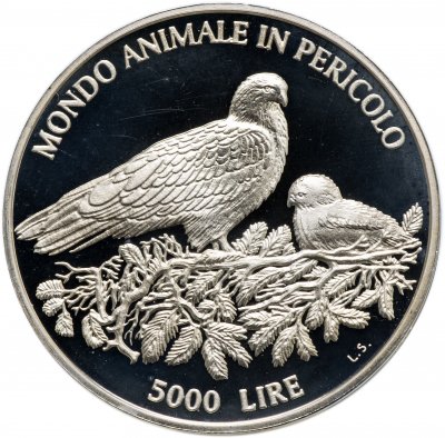 купить Сан-Марино 5000 лир (lire) 1996 "Животный мир в опасности - Сокол"