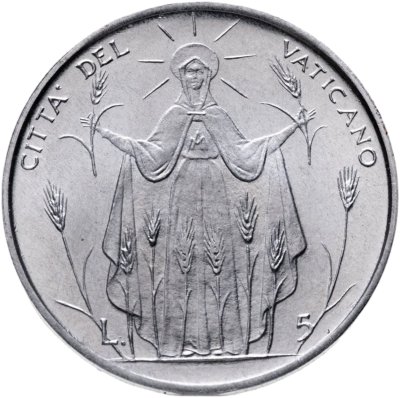 купить Ватикан 5 лир 1968