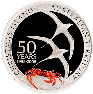 Купить Австралия 1 доллар 2008 "50 лет Острову Рождества"