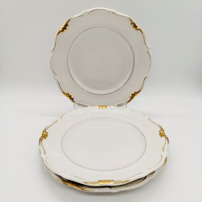 купить Набор из трех тарелок с фигурным бортом, фарфор, золочение, C. Tielsch & Co., Польша, 1945-1952 гг.