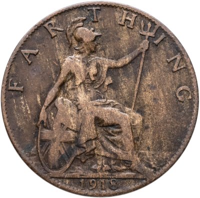 купить Великобритания 1 фартинг (farthing) 1918