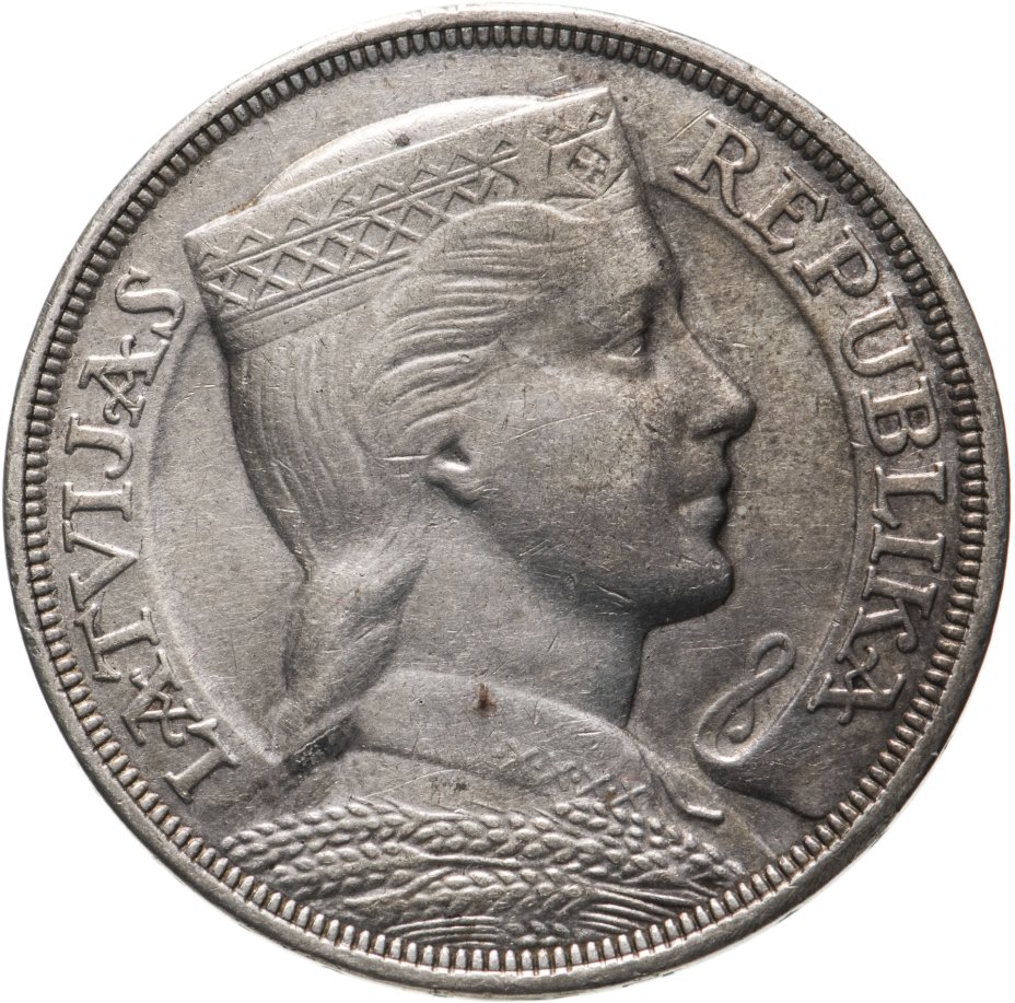 Монета Латвия 5 латов (lati) 1932 стоимостью 2392 руб.