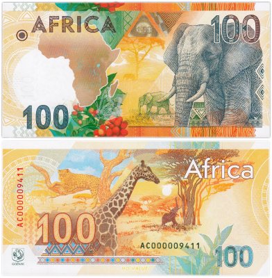 купить ГОЗНАК тестовая банкнота 100 2025 Африка - Слон