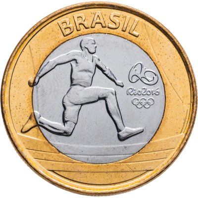 купить Бразилия 1 реал 2014 "XXXI летние Олимпийские Игры, Рио-де-Жанейро 2016 - Легкая атлетика, Атлетизм"