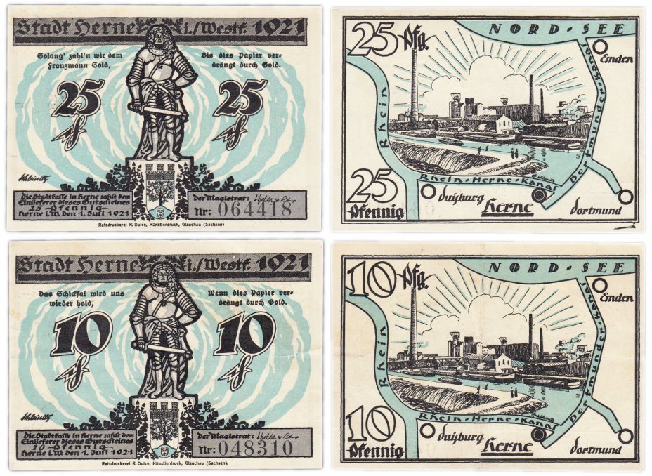 купить Германия (Вестфалия: Херне) набор из 2-х нотгельдов 1921