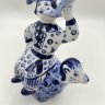 Купить Статуэтка-колокольчик "Скоморох на баране", фарфор, роспись, Мастерская Гжель, 2000-2010 гг.