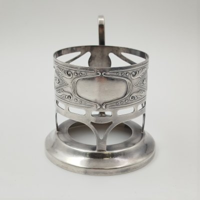 купить Подстаканник в стиле Модерн, мНЦ (медь-никель-цинк), Киевский завод столовых приборов и посуды им. Дзержинского (ЗiД, ЗиД), СССР, 1950-1962 гг.