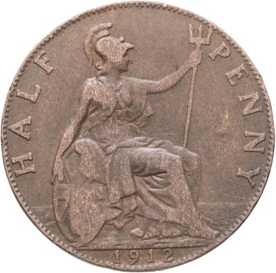 купить Великобритания 1/2 пенни (penny) 1912