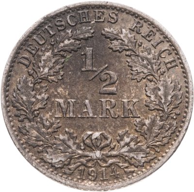 купить Германия 1/2 марки 1914 Знак монетного двора: "A" - Берлин