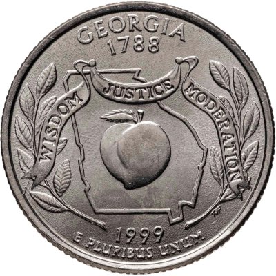 купить США 1/4 доллара (квотер, 25 центов) 1999 Р "Штат Джорджия", знак монетного двора: "P" - Филадельфия