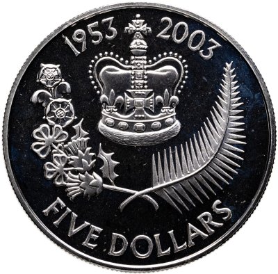 купить Новая Зеландия 5 долларов (dollars) 2003 "Золотой юбилей правления Елизаветы II"