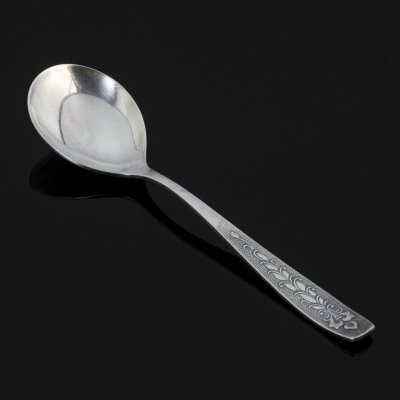 Купить Ложка салатная «Хмель», мНЦ (медь-никель-цинк), Завод «Проминь», СССР, 1960-1990 гг.