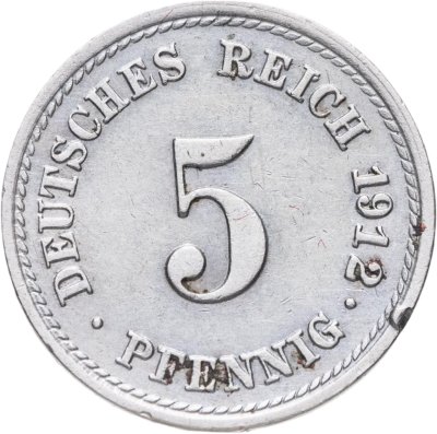 купить Германия 5 пфеннигов (pfennig) 1912 F знак монетного двора: "F" - Штутгарт