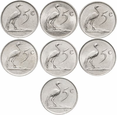 купить ЮАР набор из 7 монет 5 центов (cent) 1981-1988