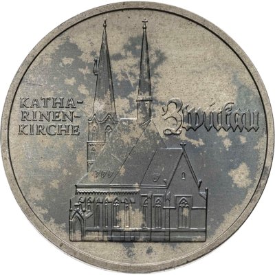 купить Германия (ГДР) 5 марок (mark) 1989 "500 лет со дня рождения Томаса Мюнцера, Церковь Св. Екатерины в Цвиккау"
