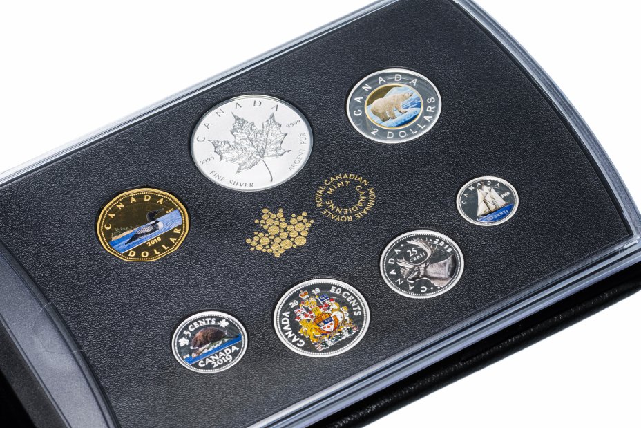 купить Канада набор из 7 монет из серебра пруф 2019 "Классические монеты и медали" в футляре, с сертификатом