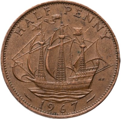купить Великобритания 1/2 пенни (penny) 1967
