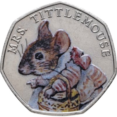 купить Великобритания 50 пенсов 2016 150 лет со дня рождения Беатрис Поттер, Миссис Мыштон, цветное покрытие