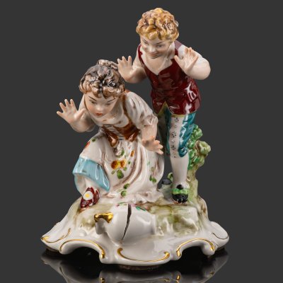 купить Статуэтка "Дети разбили вазу", MS Spain,, фарфор, роспись, золочение, Испания, 1980-2000 гг.